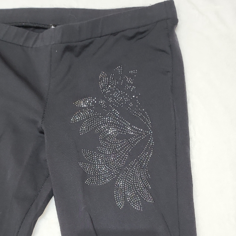 Bebe Black Rhinestone Leggings S - Picture 4 of 7